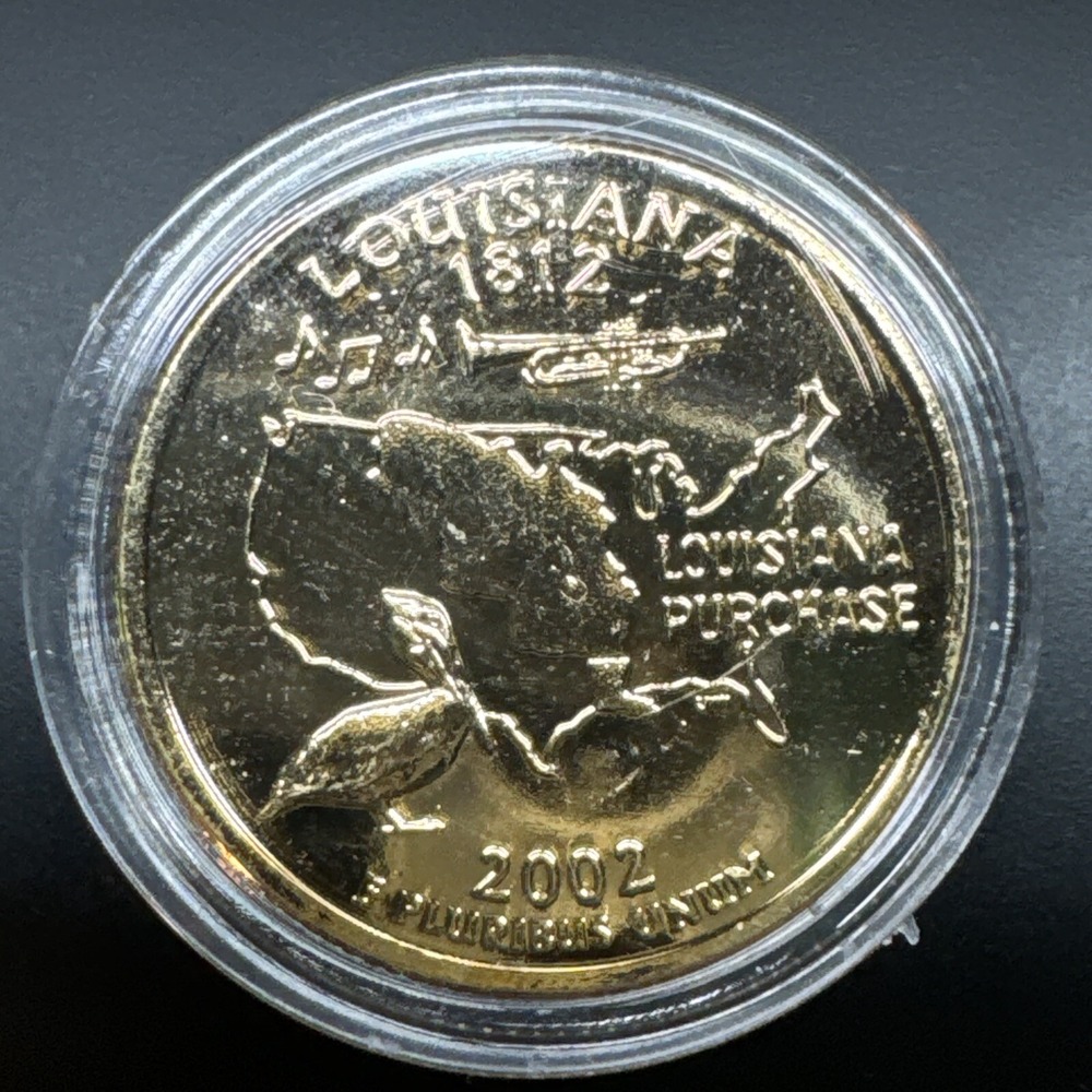 2002 D Washington Quarter Louisiana Gold Plated State Coin Denver Mint